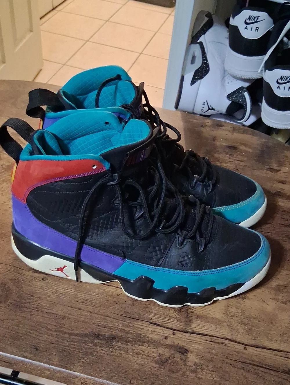 Jordan Men's Black Teal Purple Red Basketball Shoes